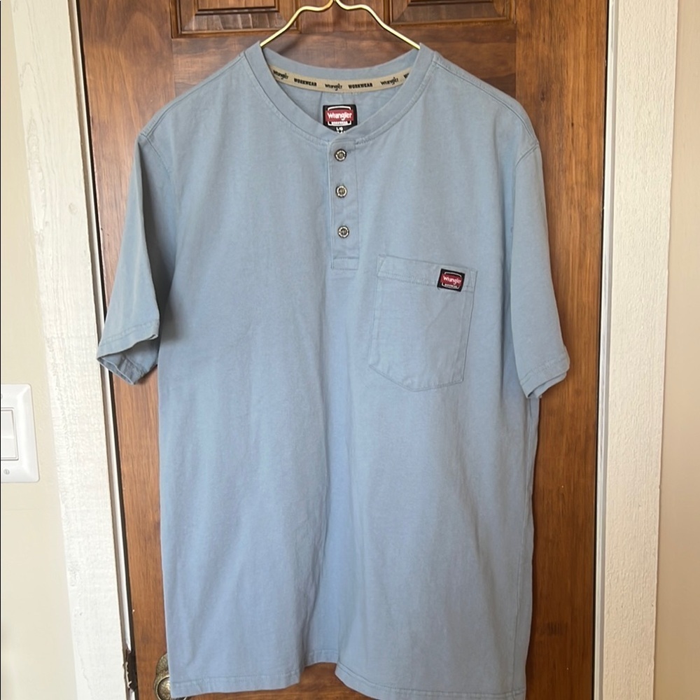 WRANGLER WORKWEAR T-Shirt Short Sleeve Pocket Henley | Men's Large